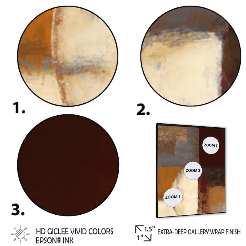 Designart "Chocolate Brown Elementary II" Abstract Framed Art Print